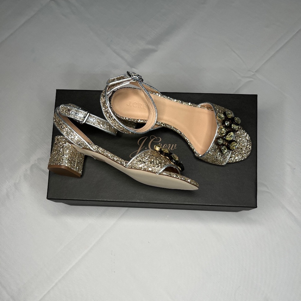 J.Crew Glitter Lottie Sandal Heels